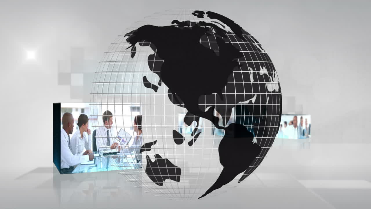 전 세계에 있는 다양한 사업가들의 아이콘의 애니메이션