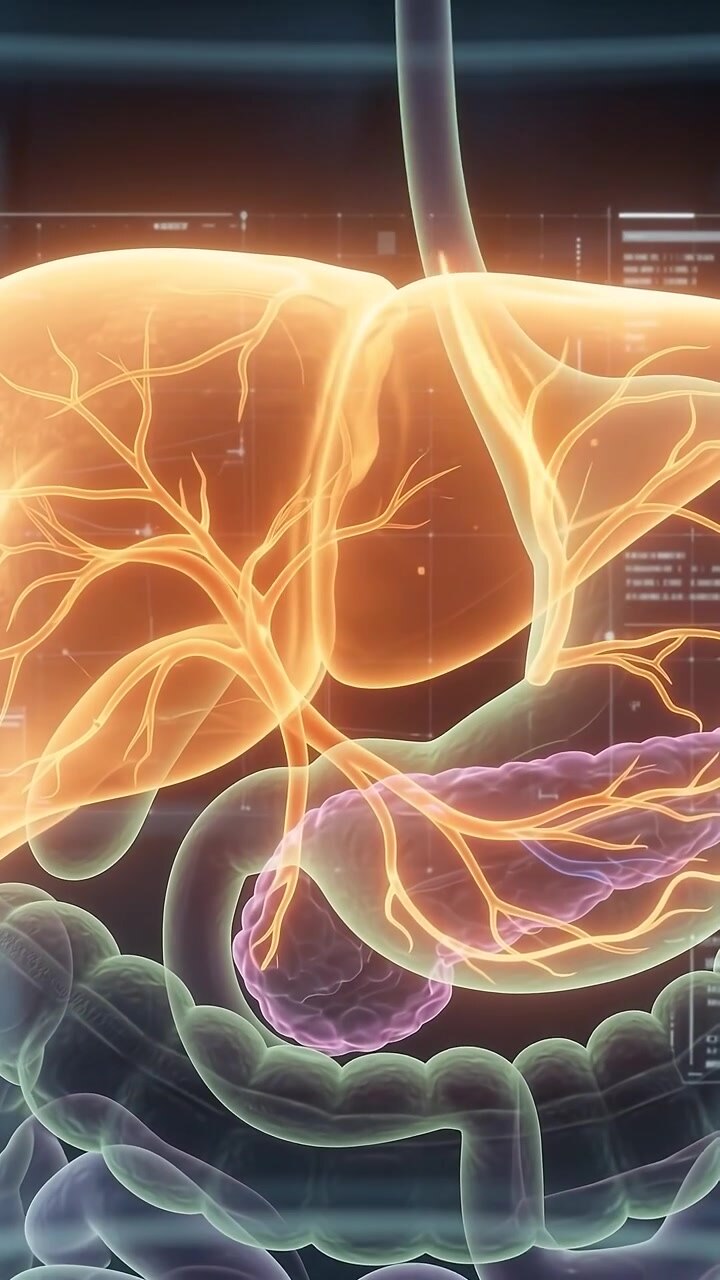 Medical Animation of Human Liver and Digestive System Anatomy