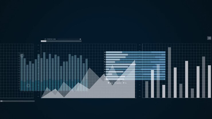 Animation of diverse graphs on black background