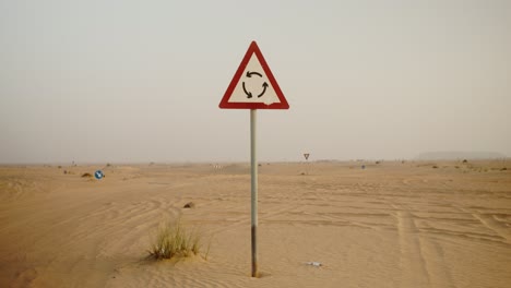 roundabout sign in the desert