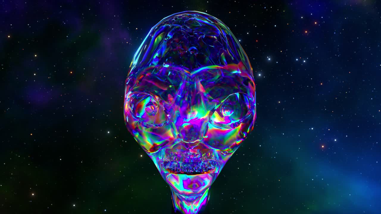 Iridescent Alien Skull in Space