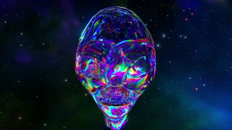 iridescent alien skull in space