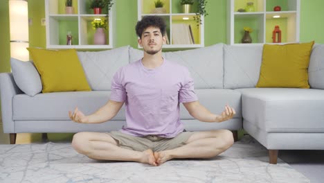 young man doing yoga.