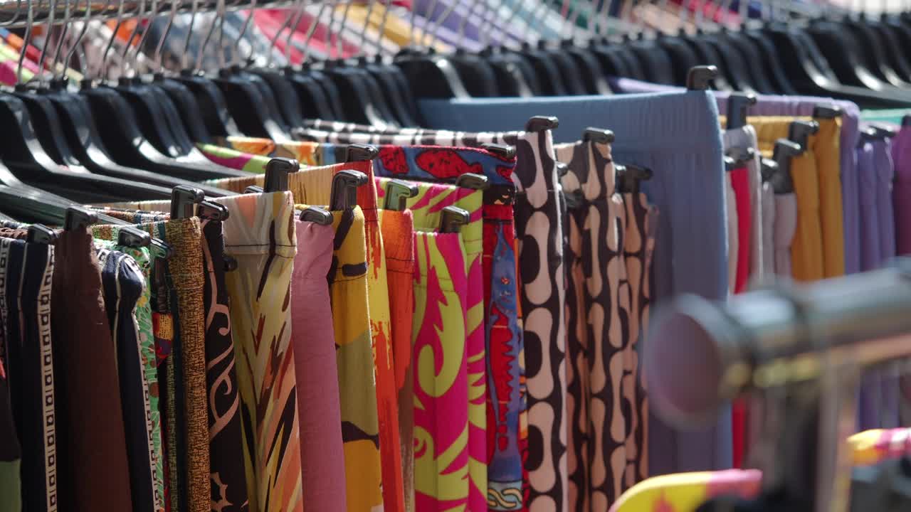 Colorful Clothing Display at a Market