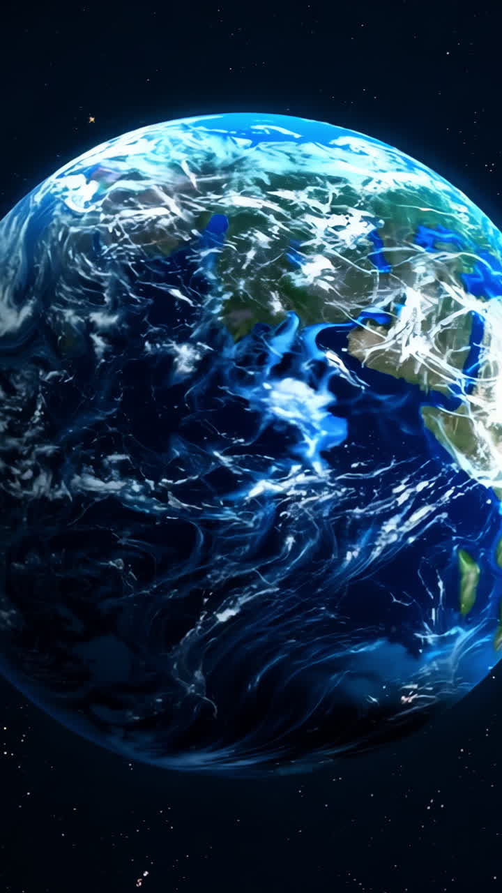 A blue planet in space with a dark background. The planet is the center of the image and takes up most of the frame