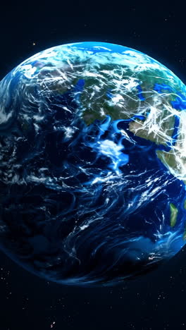 a blue planet in space with a dark background. the planet is the center of the image and takes up most of the frame