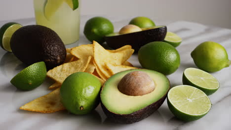 avocado, lime, and tortilla chips