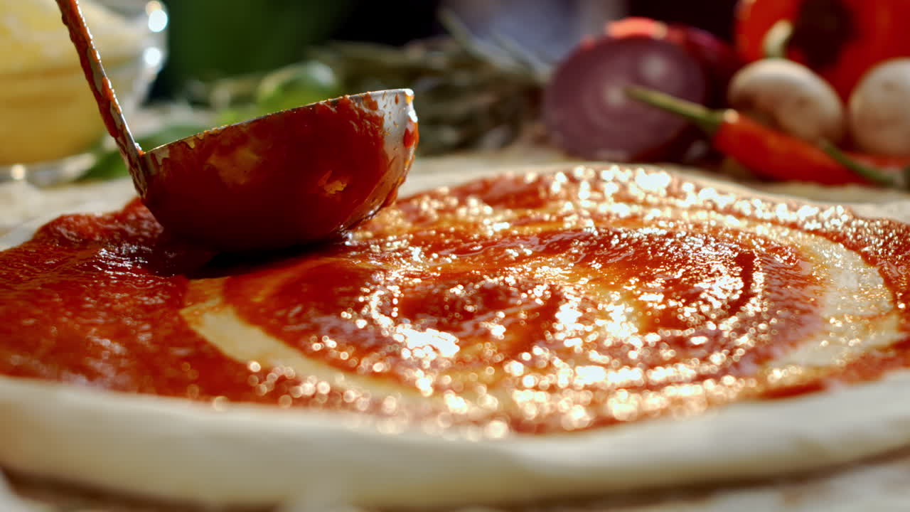 Preparare la pizza con salsa di pomodoro