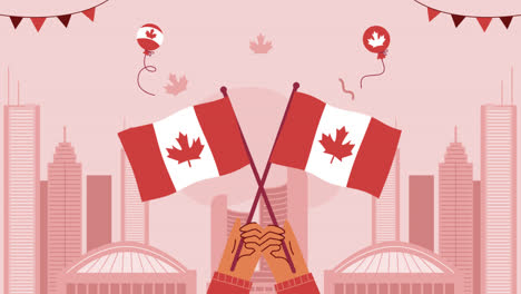 motion graphic of flat illustration for canada day celebration