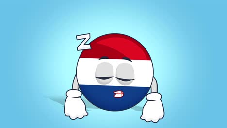 cartoon icon flag netherlands holland sleep with face animation with alpha matte