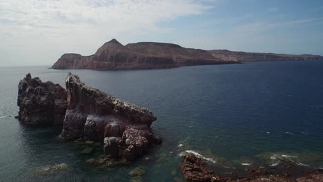 aerial drone shot of "la lobera" in the partida island, baja california sur