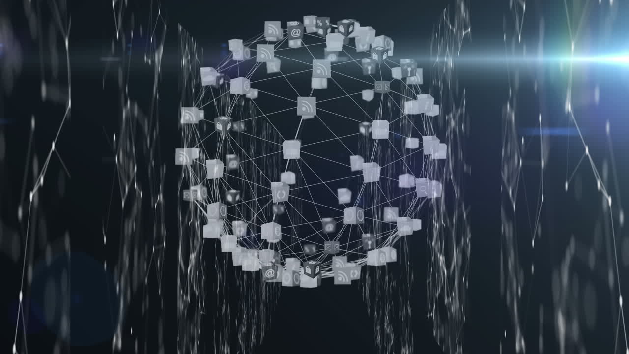 globo de iconos digitales contra la red de conexiones