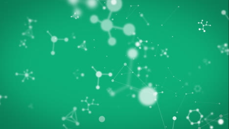 animation of chemical shapes moving in a green background