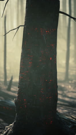 burned tree in a forest