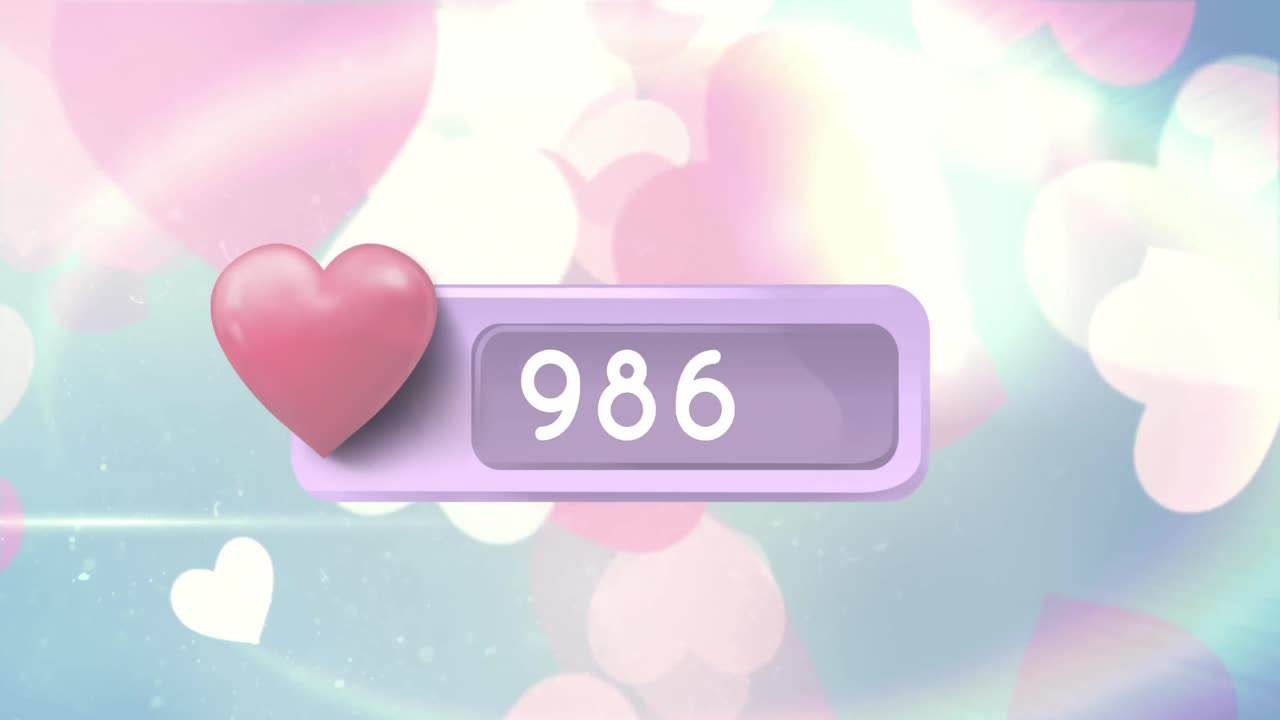 심장 모양의 애니메이션, 추상적인 배경에 심장 위에 알림 바에서 숫자를 변경