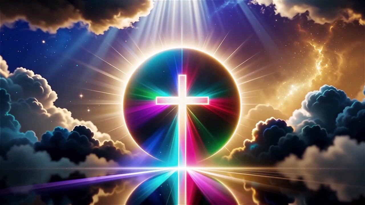 Christian Cross Heavenly Light Worship Background