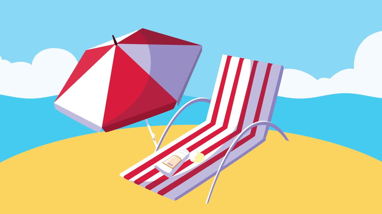 temporada de verano en la playa con silla y paraguas