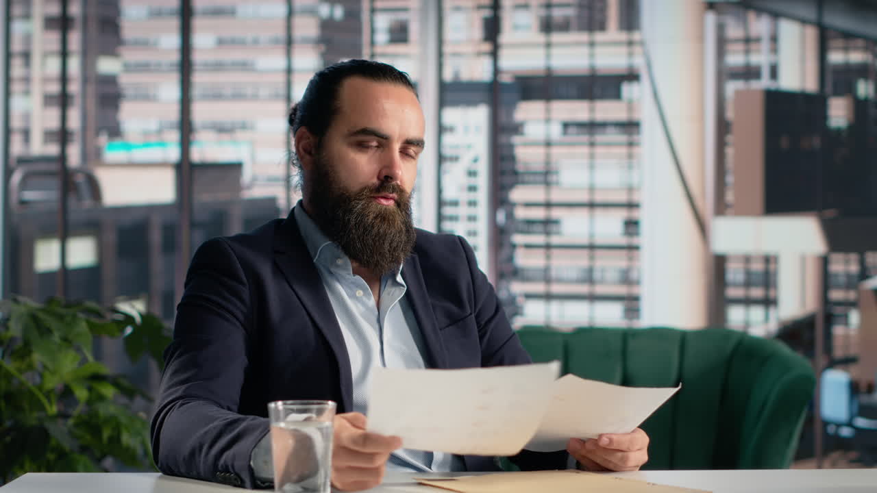 Businessman video conferencing, webcam remote work, online meeting