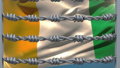 Stacheldraht-Gegen-Die-Flagge-Der-Elfenbeinküste