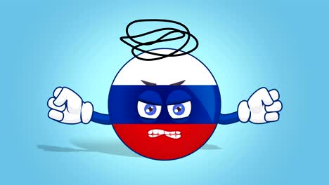 cartoon icon flag russia bad evil with face animation with alpha matte