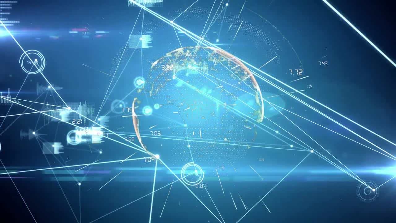 연결 및 데이터 처리의 네트워크를 통해 지구의 애니메이션