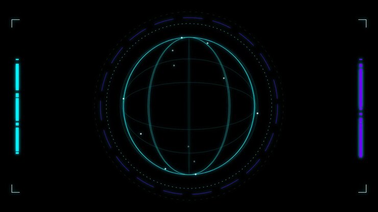 Futuristic Digital Globe Interface with HUD Elements