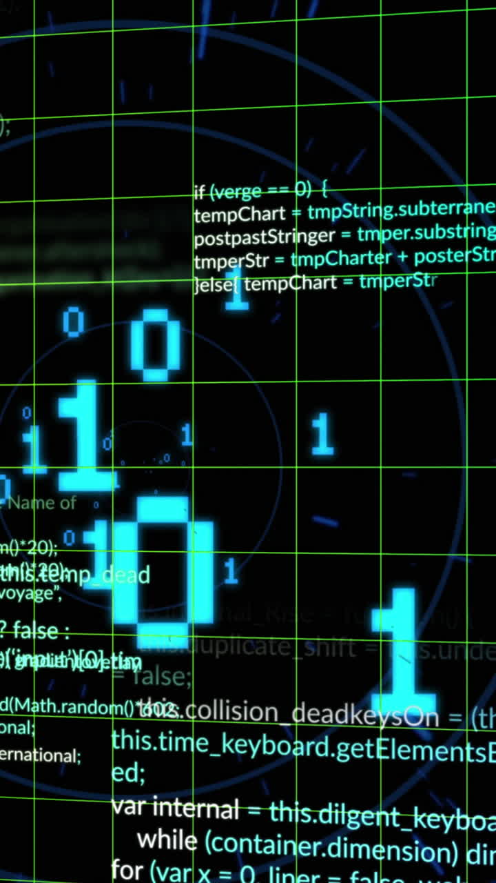 animación del procesamiento de datos sobre un fondo negro