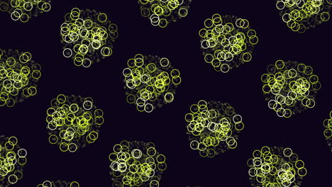 repeat futuristic spheres pattern with rainbow glitters on black gradient