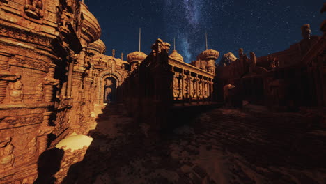 ancient ruins under a starry sky