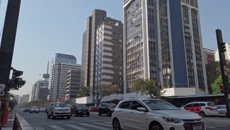 busy city street scene in são paulo, brazil