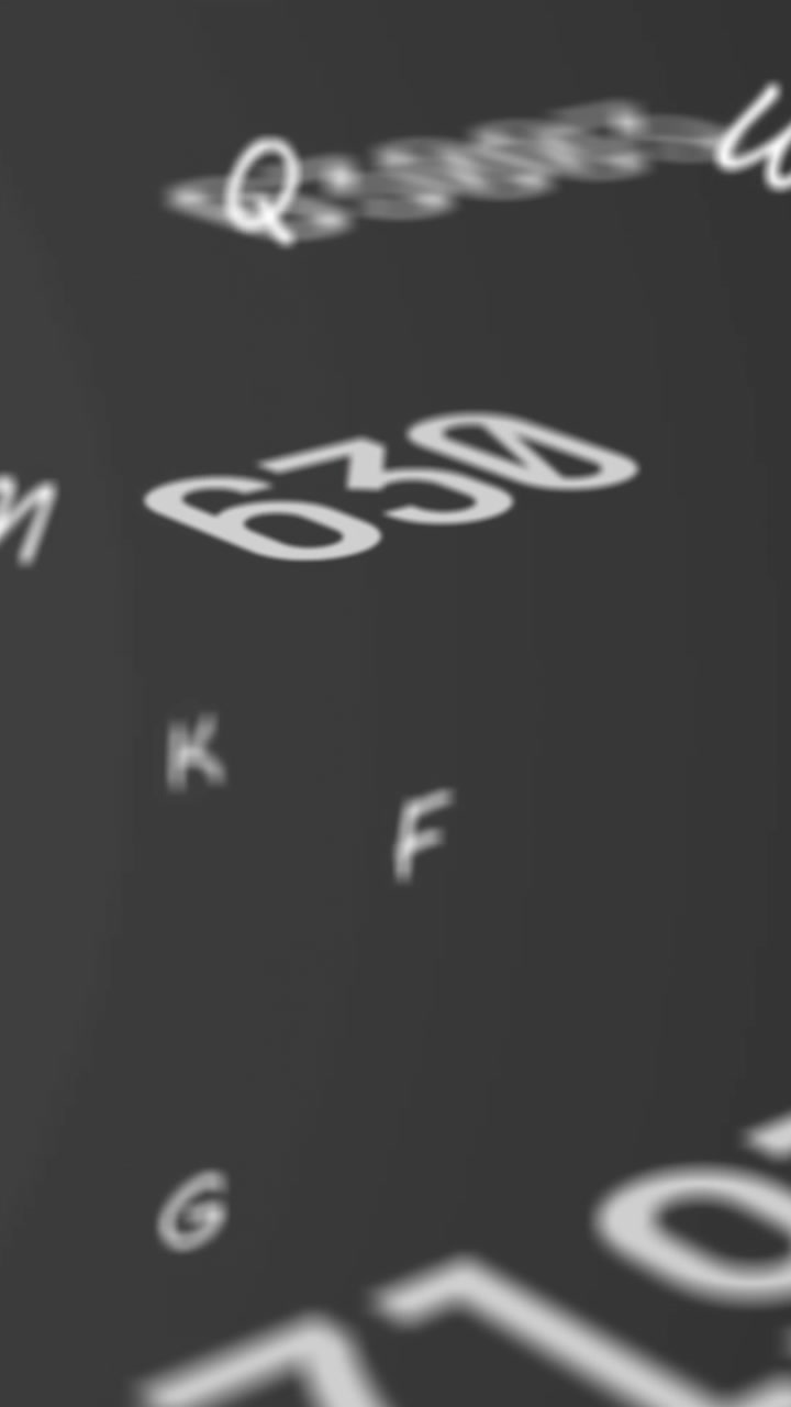 Animation of numbers and letters changing on grey background