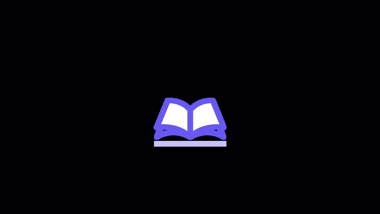 Icona animata di libro aperto su sfondo nero