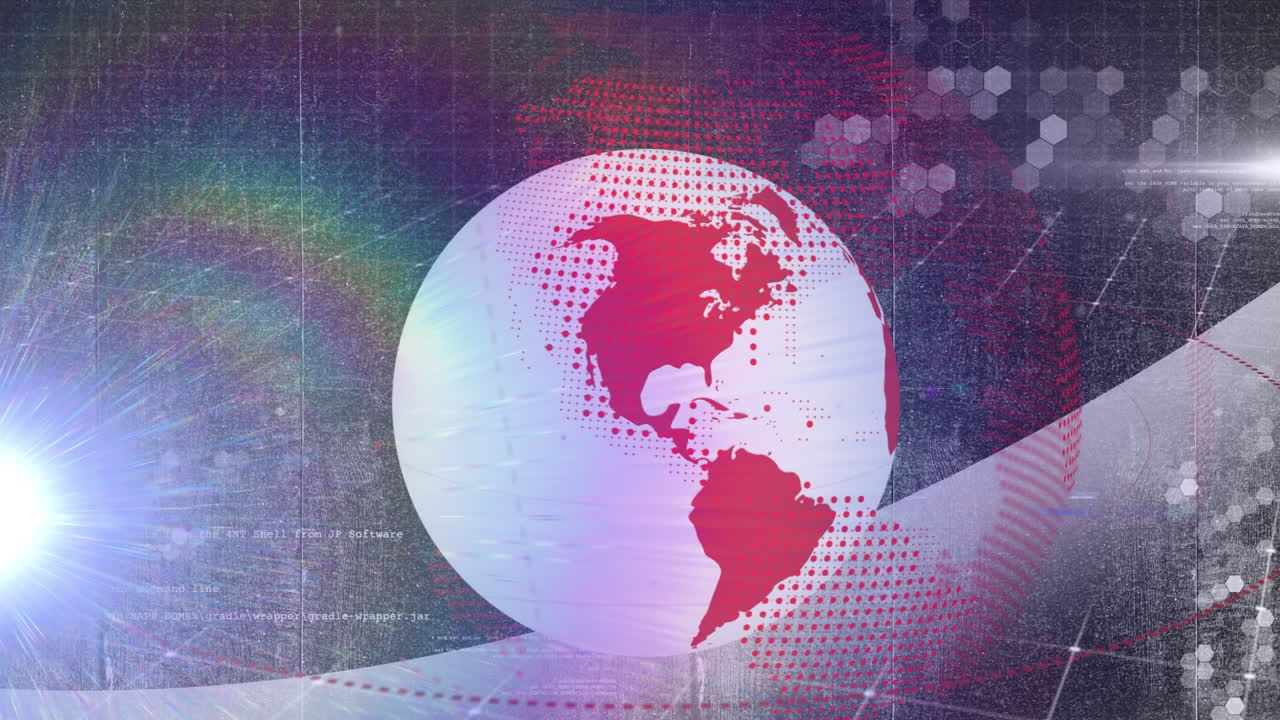 animación del globo y los rastros de luz sobre fondo negro