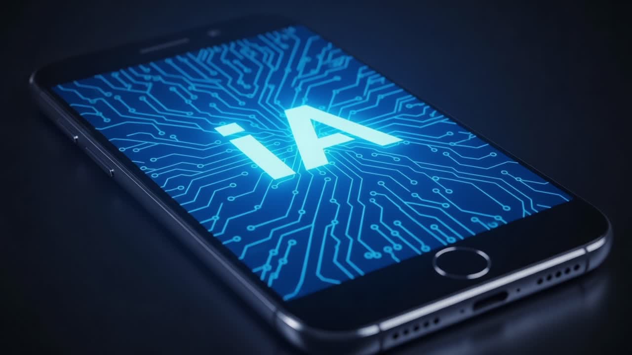 A Sleek Smartphone Displaying Futuristic Technology with Illuminated Symbols Representing Artificial Intelligence Concepts