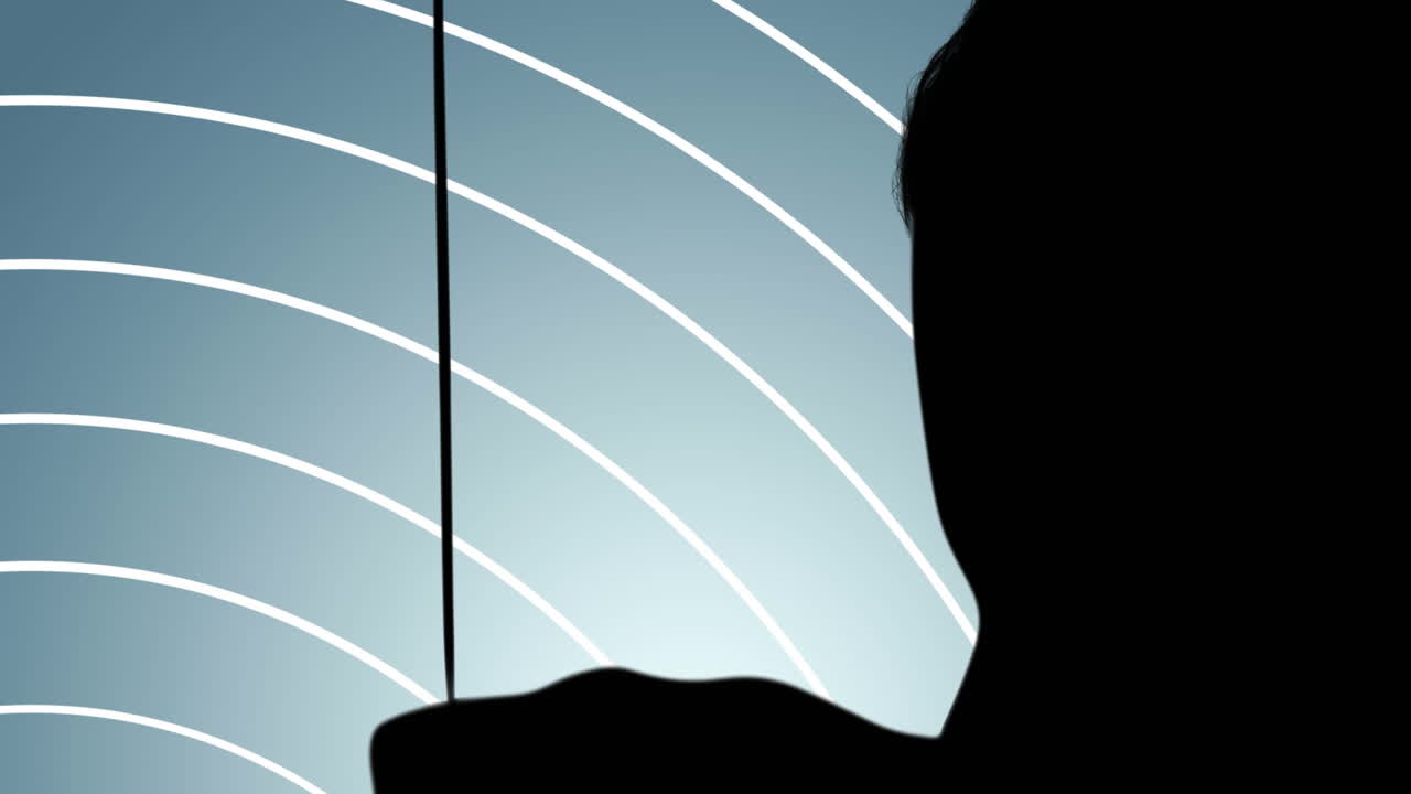 회색 배경에 활을 사용하여 표적과 활공의 실루 ⁇ 의 애니메이션