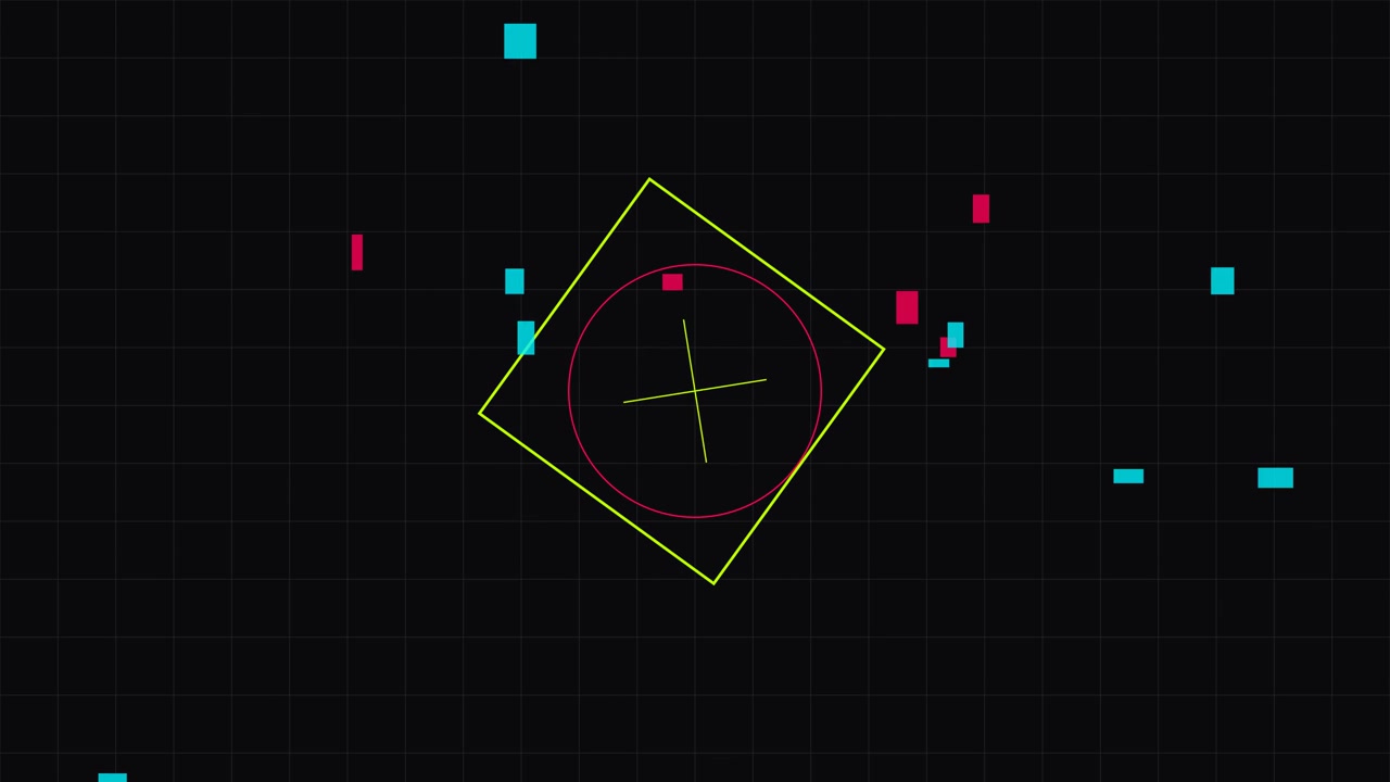 Abstract Motion Graphics Animation with Geometric Shapes and Grid Background