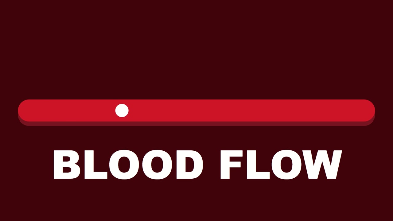 Render 3D del concetto di flusso sanguigno con indicatore di circolazione in movimento su sfondo rosso, creando un'animazione sanitaria progettata per immagini mediche e sovrapposizioni video