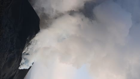 volcano eruption with thick smoke in canary islands