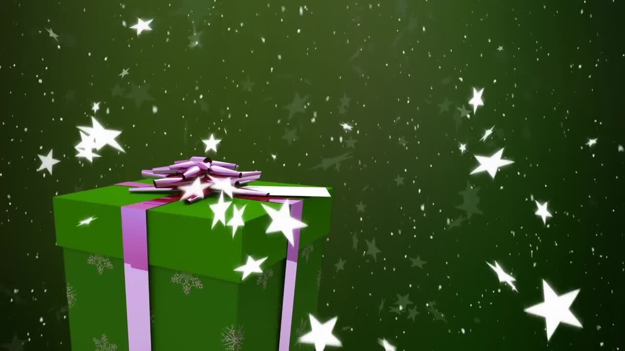 la nieve cayendo y el regalo de navidad