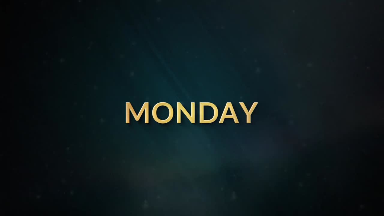 lujosa presentación de los días de la semana con movimiento en oro