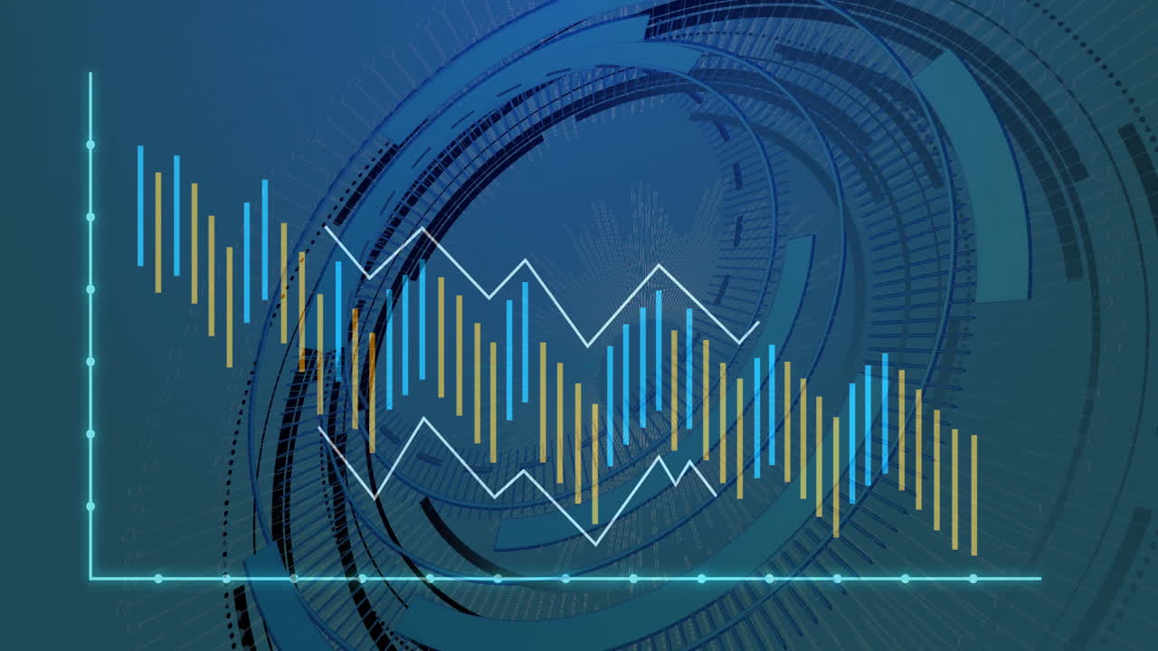 animación de diagramas sobre escaneo de alcance en fondo azul