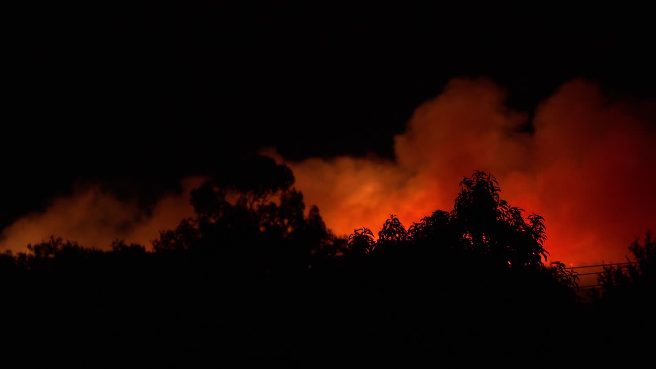 A huge forest fire started in the mountains of north Portugal during darkness