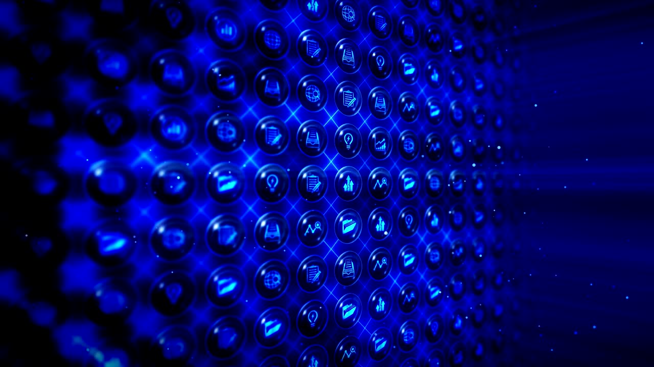 conjunto de iconos de negocios, antecedentes de negocios globales, animación de bucle cg,