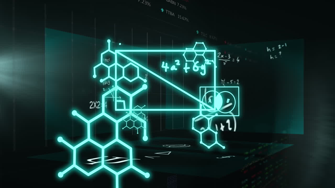 animazione dell'elaborazione dei dati scientifici su sfondo nero