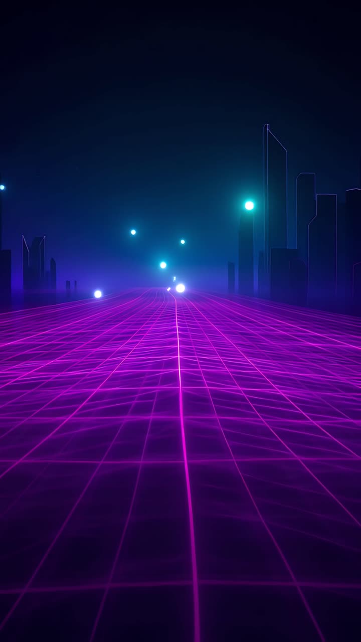 Retro-futuristico Sci-Fi Retrowave Griglia Neon 4K