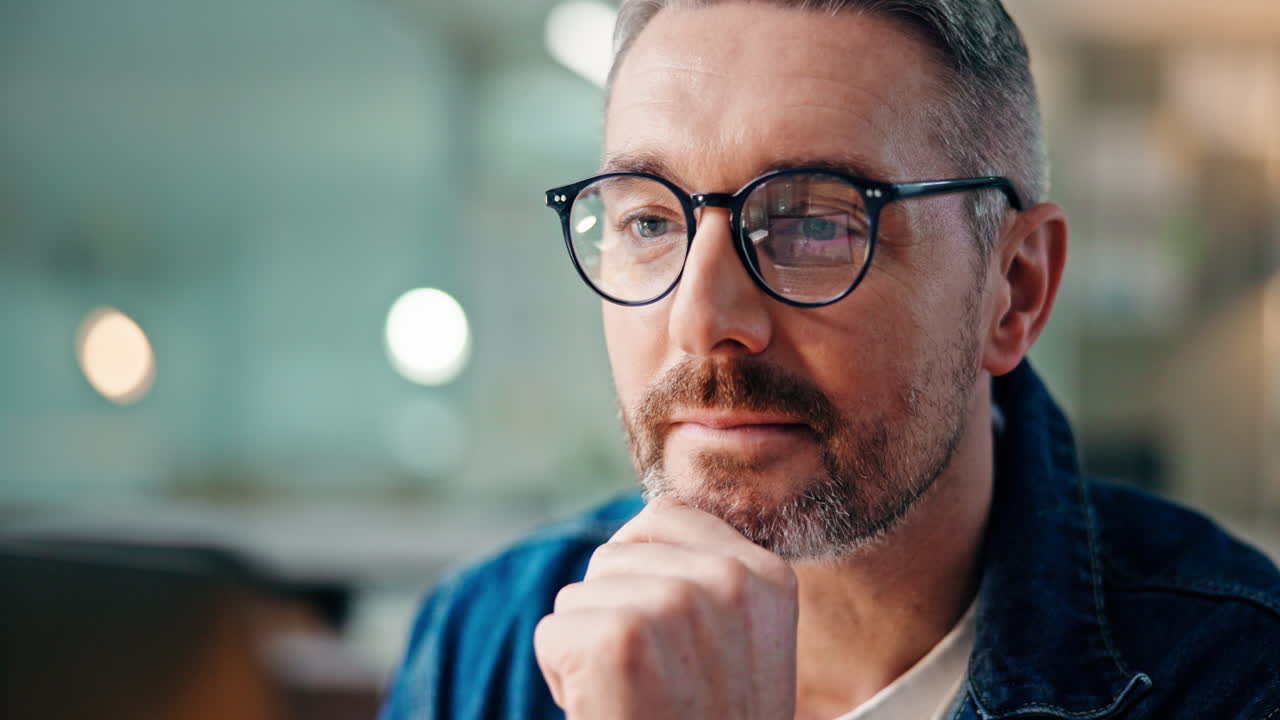 Portrait of a man with glasses and a denim jacket