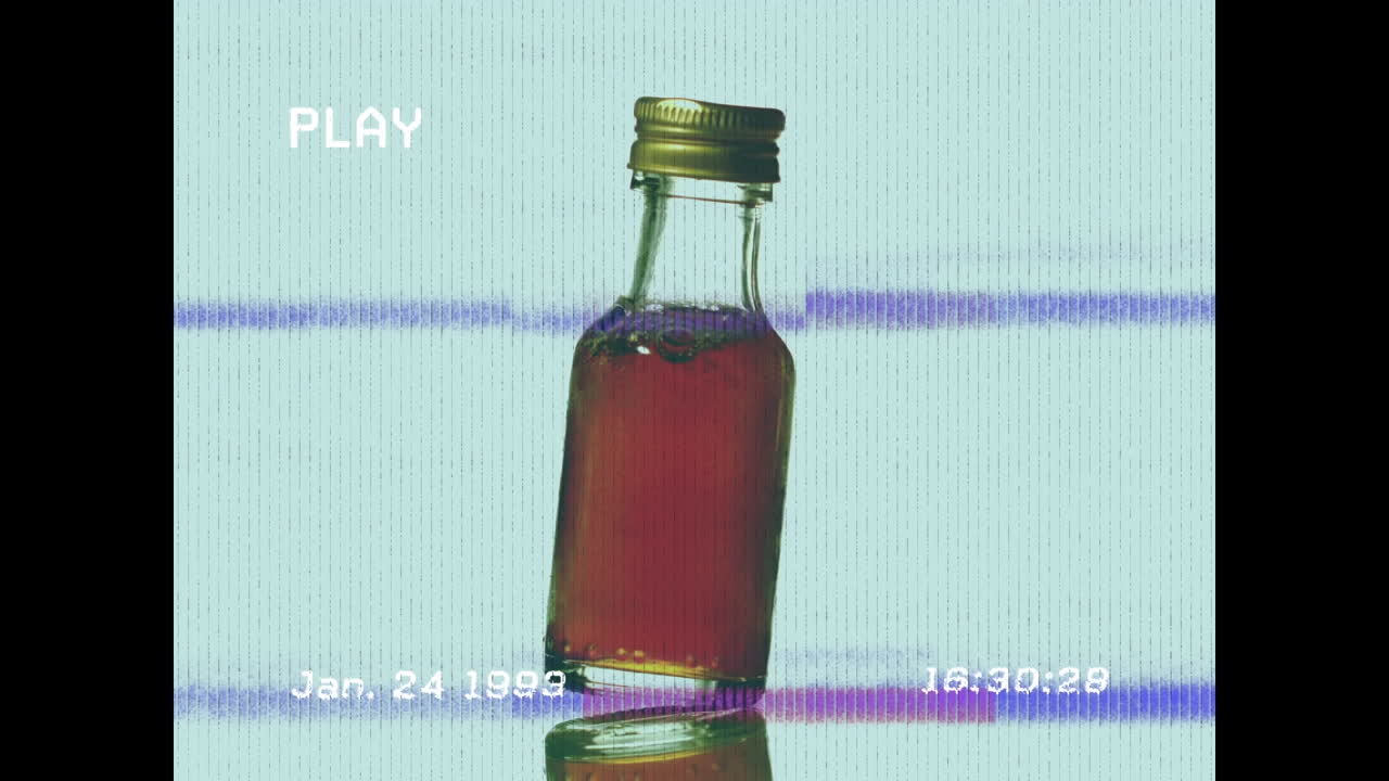 animación de interferencia sobre el frasco con líquido