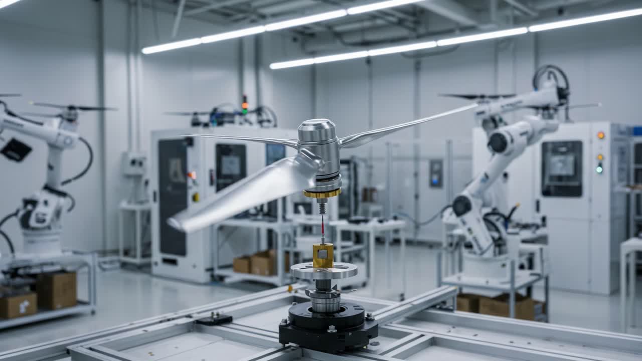 High-Tech Robotics in Action: Precision Application of Automated Arms in a Modern Industrial Environment Featuring Rotating Machinery