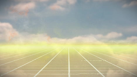 animación de líneas de neón sobre el cielo con nubes