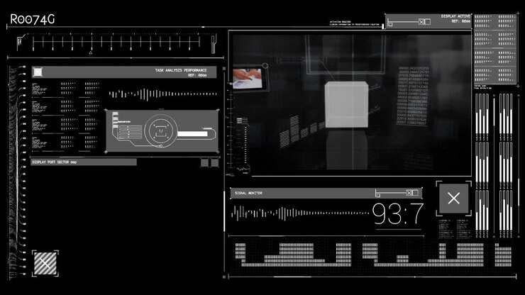 Animation of data processing on black background